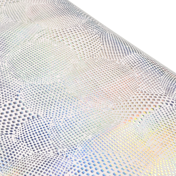 Tela Licra Holográfica 60", Estampado de Esferas Plateado - 1 yarda