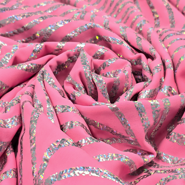 60" Holographic Lycra Fabric, Poly / Spandex - Dark Gold and Black