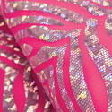Tela Licra Holográfica 60", Estampado de Zebra Rosa y Plateado - 1 yarda