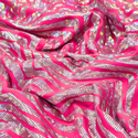 Tela Licra Holográfica 60", Estampado de Zebra Rosa y Plateado - 1 yarda