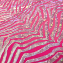 Tela Licra Holográfica 60", Estampado de Zebra Rosa y Plateado - 1 yarda
