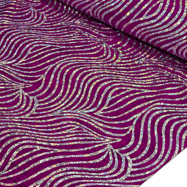 60" Holographic Lycra Fabric, Poly / Spandex - Dark Gold and Black