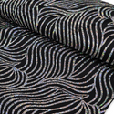 Tela Licra Holográfica 60", Estampado Ondulado Negro y Plateado - 1 yarda