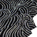 Tela Licra Holográfica 60", Estampado Ondulado Negro y Plateado - 1 yarda