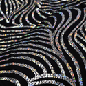 Tela Licra Holográfica 60", Estampado Ondulado Negro y Plateado - 1 yarda