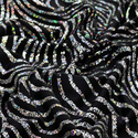 Tela Licra Holográfica 60", Estampado Ondulado Negro y Plateado - 1 yarda