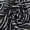Tela Licra Holográfica 60", Estampado Ondulado Negro y Plateado - 1 yarda
