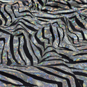Tela Licra Holográfica 60", Estampado de Zebra Nergro y Plateado - 1 yarda