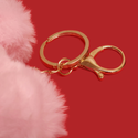 Light Pink Heart Pom-Pom Keychain; 1 Piece