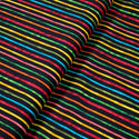 Tela Estampada de 100% Algodón 44/45" Líneas Coloridas, Negro - 1 yarda