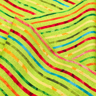 Tela Estampada de 100% Algodón 44/45" Líneas Coloridas, Verde - 1 yarda