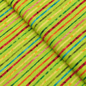 Tela Estampada de 100% Algodón 44/45" Líneas Coloridas, Verde - 1 yarda