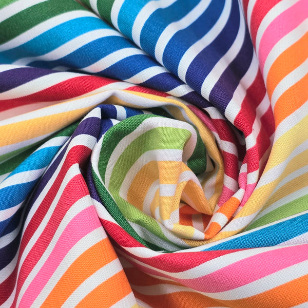 Tela Estampada de 100% Algodón 44/45" Líneas de Arcoiris - 1 yarda