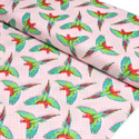Tela Estampada de 100% Algodón 44" Guacamayos, Rosa - 1 yarda