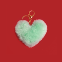 Mint Heart Pom-Pom Keychain; 1 Piece