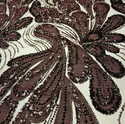 Tela Tulle de Encaje Bordada 65”, Vino / Negro - 1 yarda