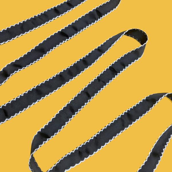 Negro - Cinta Grosgrain Moonstitch - 1 Yarda