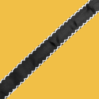 Negro - Cinta Grosgrain Moonstitch - 1 Yarda
