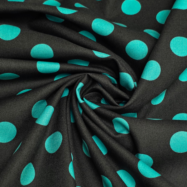 Tela Estampada de 100% Algodón 44" Polka Dots Grandes, Fern - 1 yarda