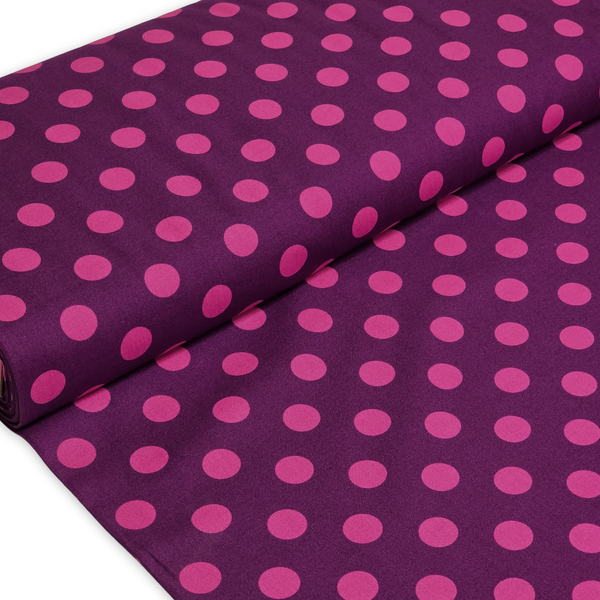 Tela Estampada de 100% Algodón 44" Polka Dots Grandes, Foxglove - 1 yarda