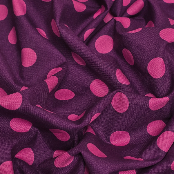 Tela Estampada de 100% Algodón 44" Polka Dots Grandes, Foxglove - 1 yarda