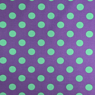 Tela Estampada de 100% Algodón 44" Polka Dots Grandes, Iris - 1 yarda