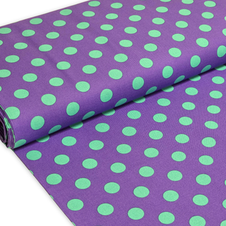 Tela Estampada de 100% Algodón 44" Polka Dots Grandes, Iris - 1 yarda