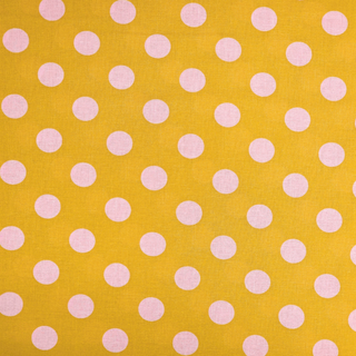 Tela Estampada de 100% Algodón 44" Polka Dots Grandes, Marigold - 1 yarda
