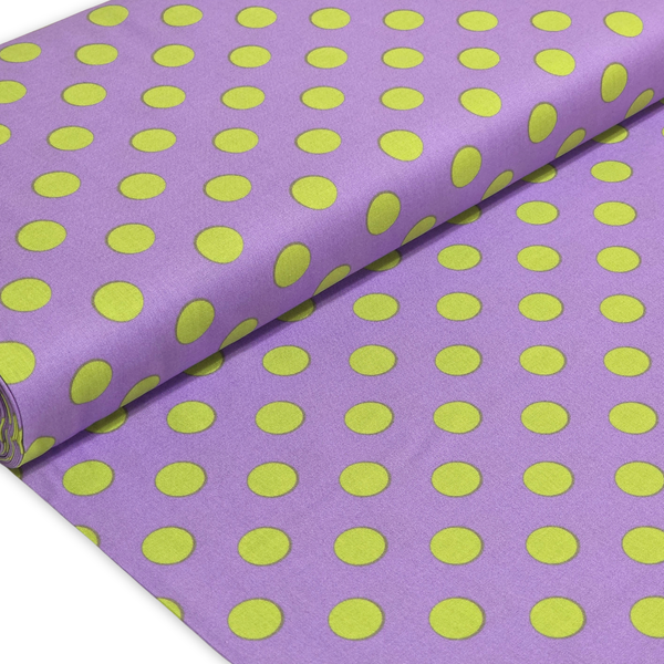 Tela Estampada de 100% Algodón 44" Polka Dots Grandes, Orchid - 1 yarda