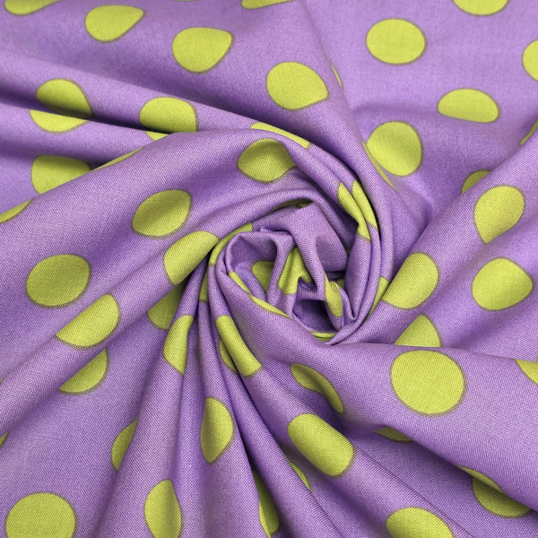 Tela Estampada de 100% Algodón 44" Polka Dots Grandes, Orchid - 1 yarda