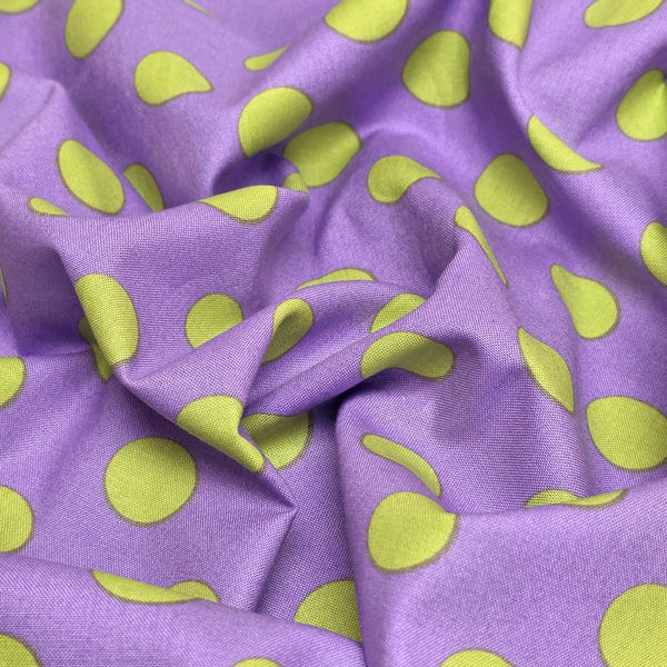 Tela Estampada de 100% Algodón 44" Polka Dots Grandes, Orchid - 1 yarda