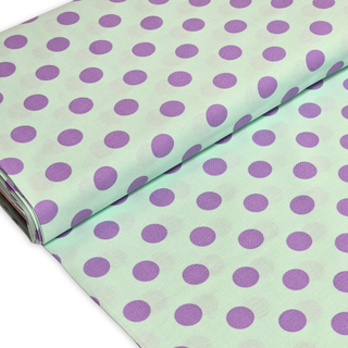 Tela Estampada de 100% Algodón 44" Polka Dots Grandes, Petunia - 1 yarda