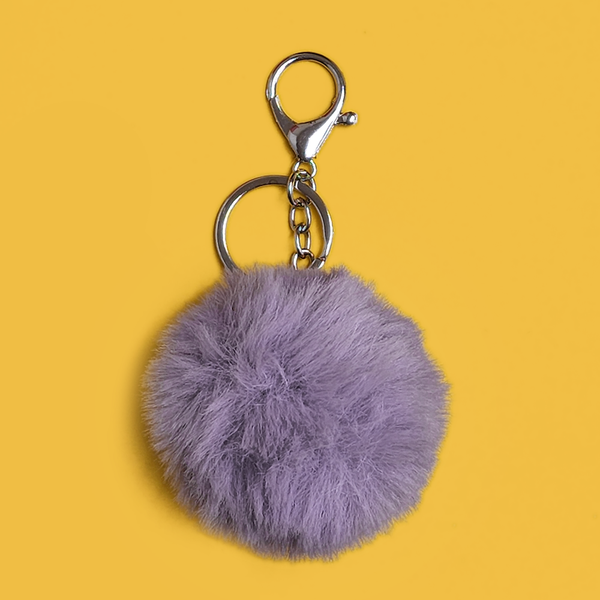 Lavender Pom-Pom Keychain; 1 Piece