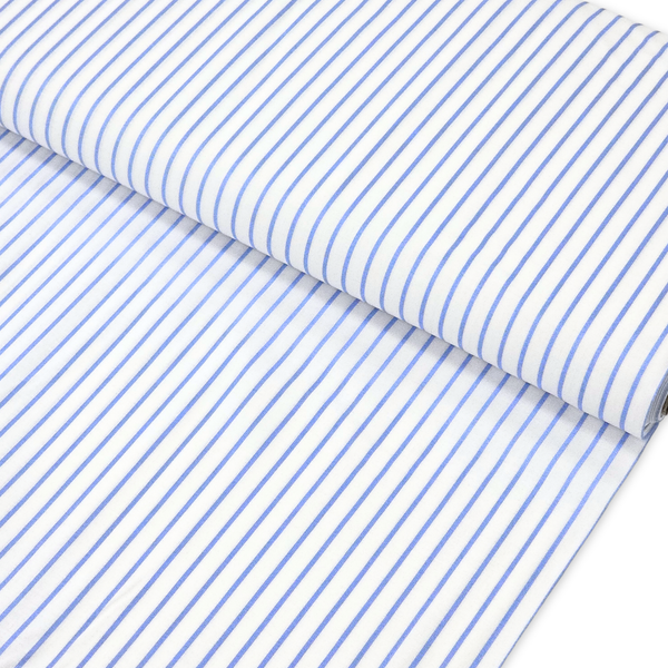 Tela Estampada de 100% Algodón 44" Rayas Finas, Azul - 1 yarda