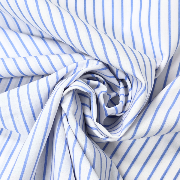 Tela Estampada de 100% Algodón 44" Rayas Finas, Azul - 1 yarda