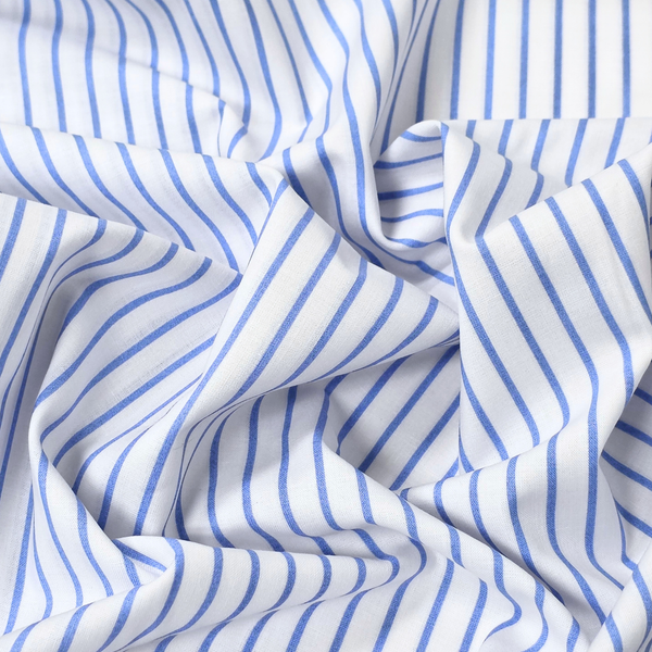 Tela Estampada de 100% Algodón 44" Rayas Finas, Azul - 1 yarda