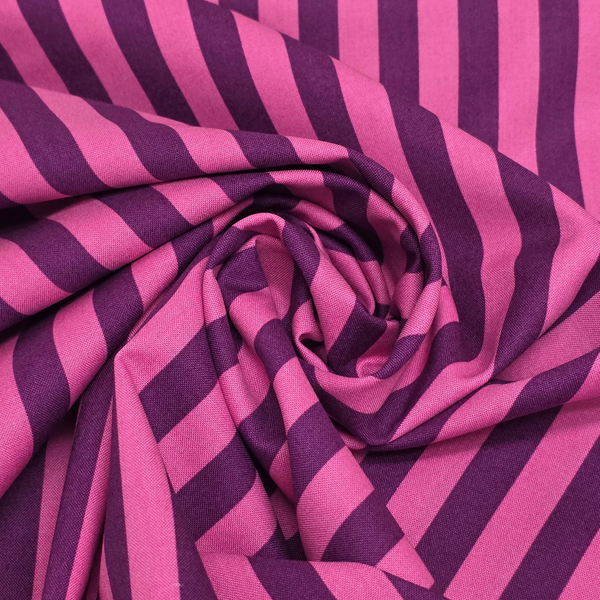 Tela Estampada de 100% Algodón 44" Rayas, Foxglove - 1 yarda