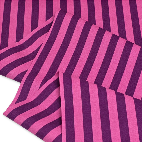 Tela Estampada de 100% Algodón 44" Rayas, Foxglove - 1 yarda