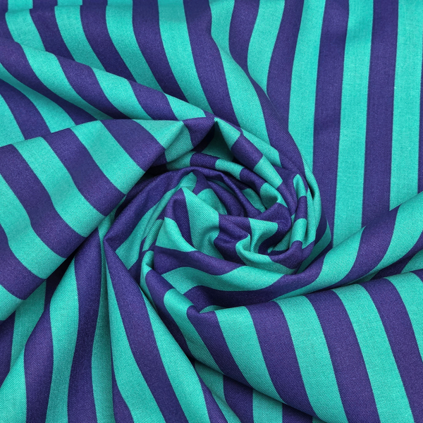Tela Estampada de 100% Algodón 44" Rayas, Iris - 1 yarda