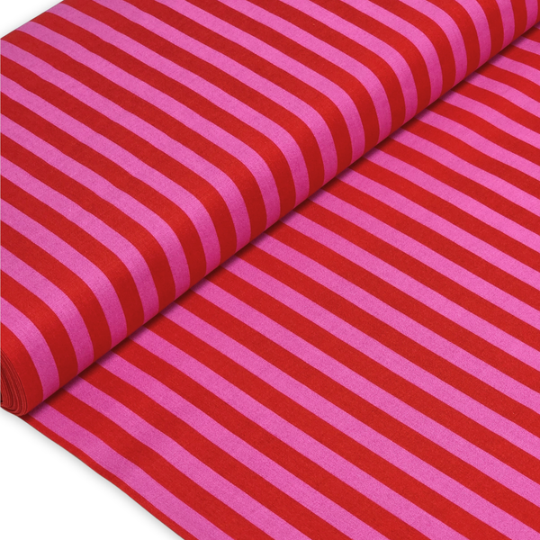 Tela Estampada de 100% Algodón 44" Rayas, Peony - 1 yarda