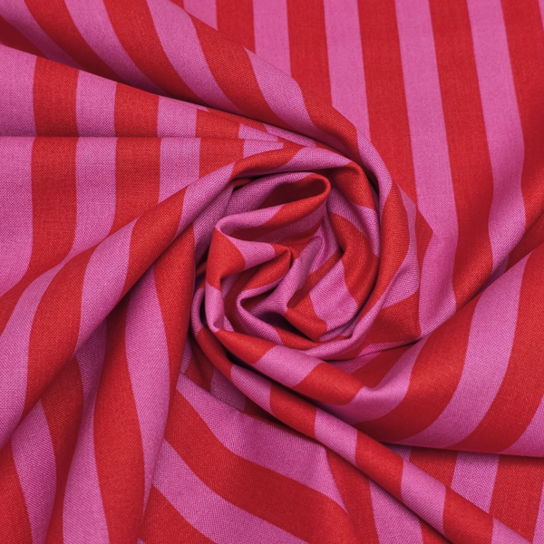 Tela Estampada de 100% Algodón 44" Rayas, Peony - 1 yarda