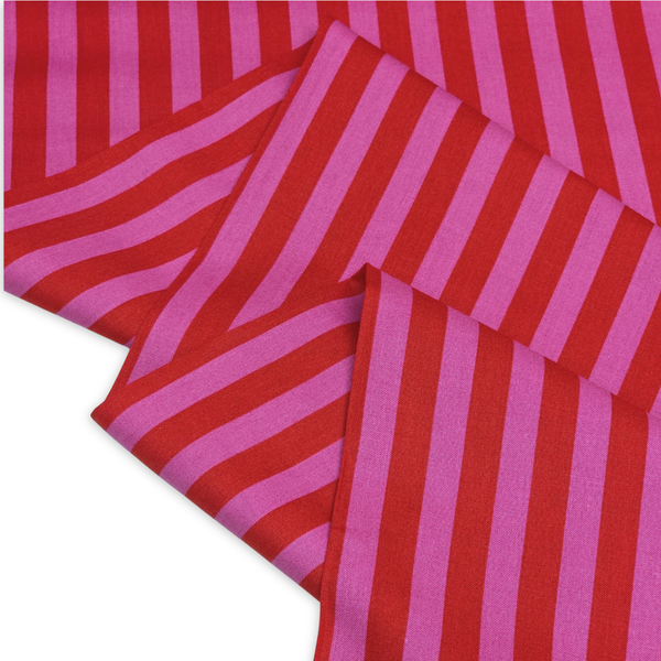 Tela Estampada de 100% Algodón 44" Rayas, Peony - 1 yarda