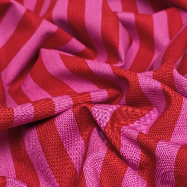 Tela Estampada de 100% Algodón 44" Rayas, Peony - 1 yarda