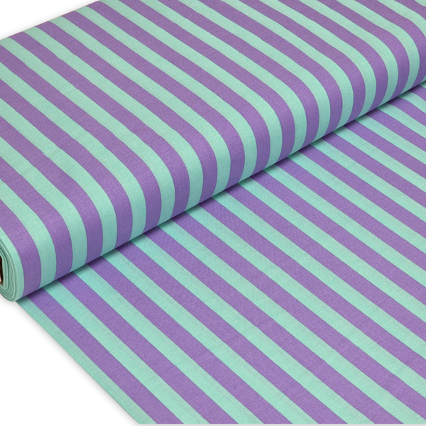 Tela Estampada de 100% Algodón 44" Rayas, Petunia - 1 yarda
