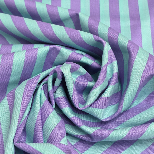 Tela Estampada de 100% Algodón 44" Rayas, Petunia - 1 yarda