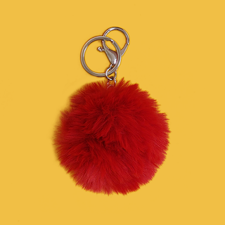 Red Pom-Pom Keychain; 1 Piece