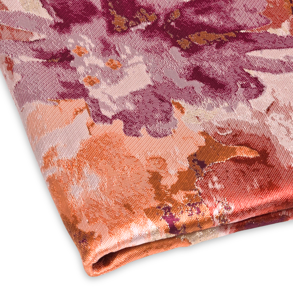 Tela Brocado 118”, Flores Abstractas con Detalles Dorados – 1 yarda