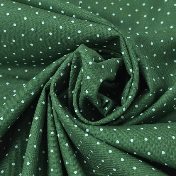 Tela Estampada de 100% Algodón 44" Polka Dots Pequeños, Lilypad - 1 yarda
