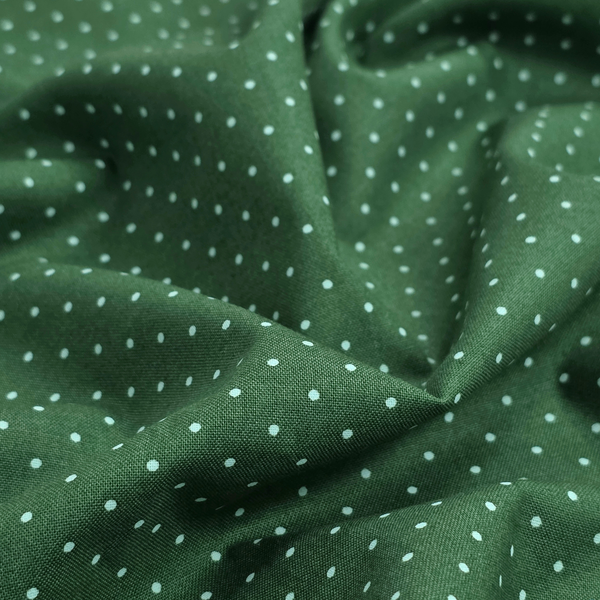 Tela Estampada de 100% Algodón 44" Polka Dots Pequeños, Lilypad - 1 yarda