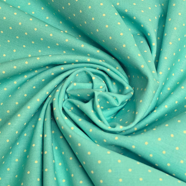 Tela Estampada de 100% Algodón 44" Polka Dots Pequeños, Peacock - 1 yarda